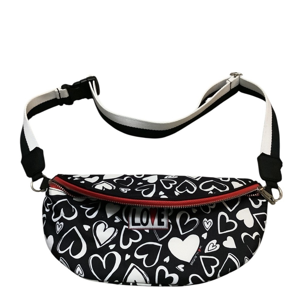 Brighton limited edition Black & White Heart Print Belt Bag with Red Zip